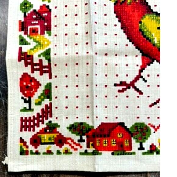 Parisian Prints, Vintage Rooster Dish Towel 28 x 16 Has Spots, FINAL SALE!! - Picture 7 of 9